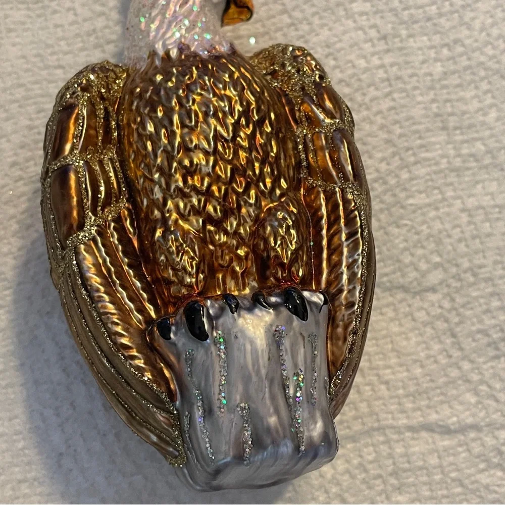 OWC Old World Bald Eagle Vintage Blown Glass Christmas Ornament 4.5